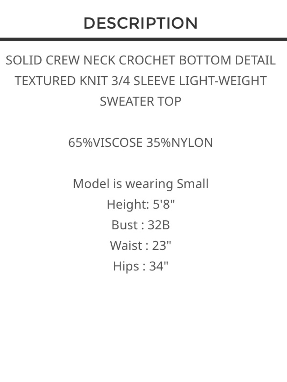 46 DAVI & DANI SOLID CROCHET BOTTOM
DETAIL TEXTURED KNIT TOP - Picture 5 of 5